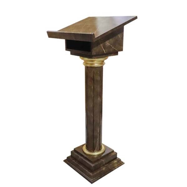 Atril con imitación a mármol marrón y pan de oro