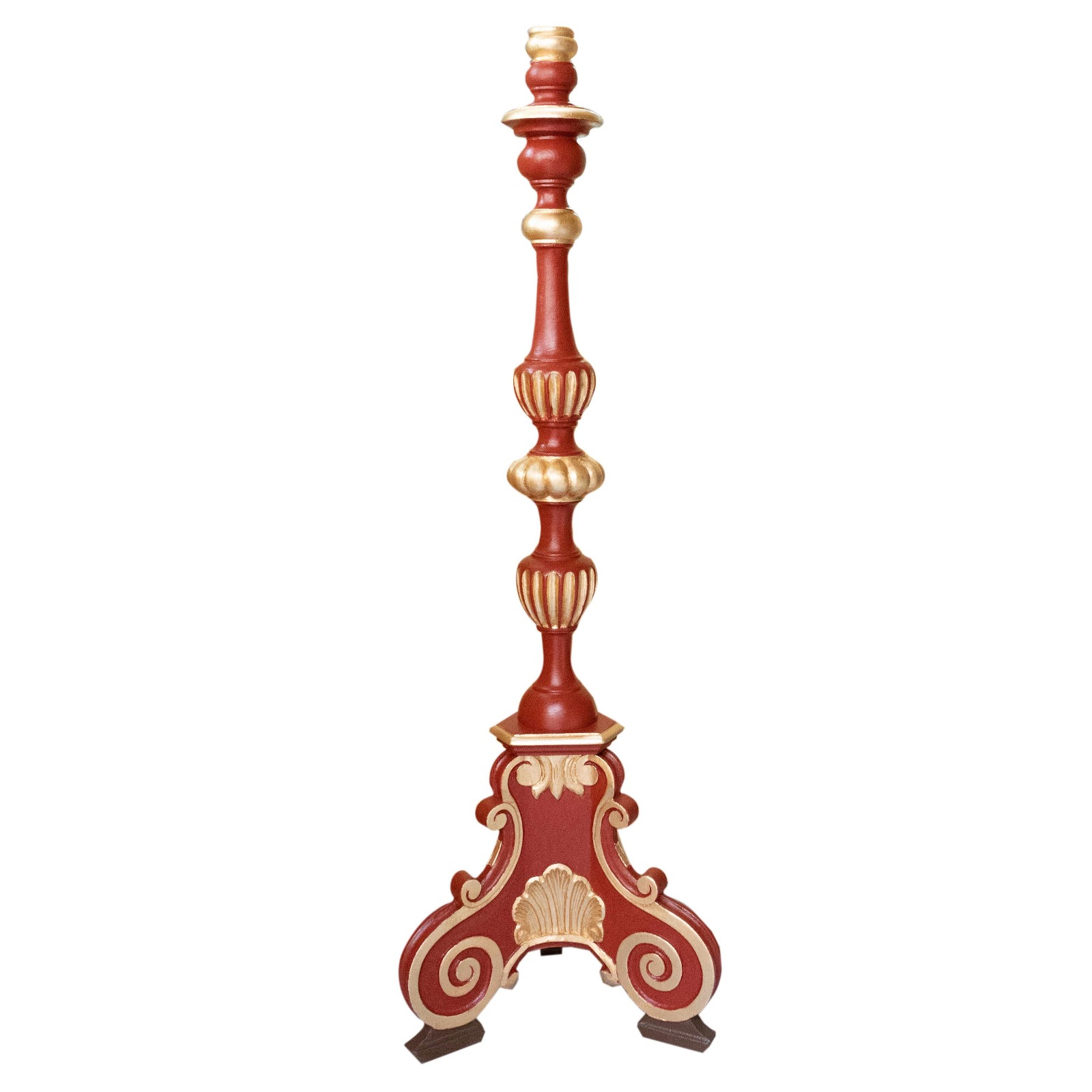 Portacirios rojo y dorado